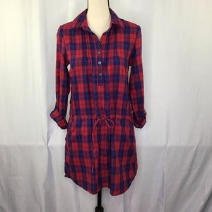 Alya Plaid Flannel Shirt Dress Size Small